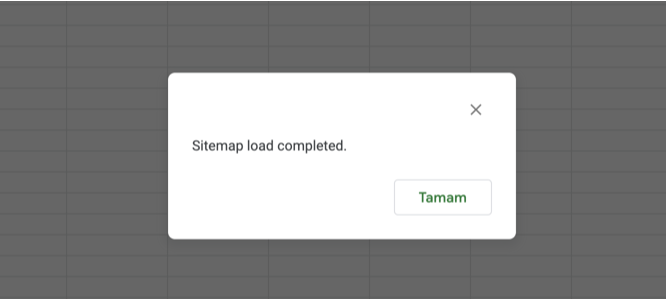 Loading sitemap process is completed alert